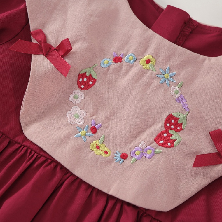 Váy Cho Bé Gái, Váy Dài Tay Bé Gái Dáng Babydoll Dễ Thương Cho Mùa Thu Đông Chất Liệu Thô Mềm