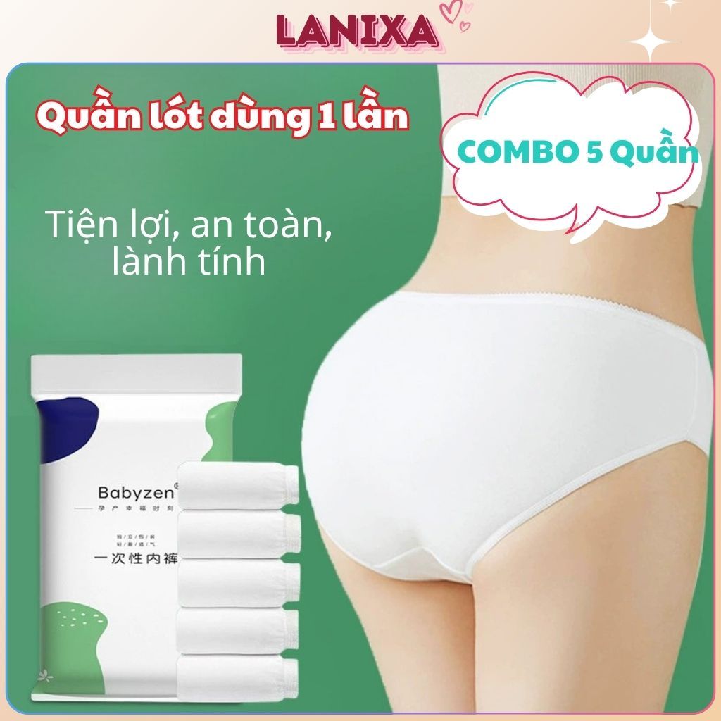 Combo 5 Quần lót nữ giấy dùng 1 lần tiện lợi cotton bông co dãn siêu tốt dáy may 2 lớp LANIXA Q474