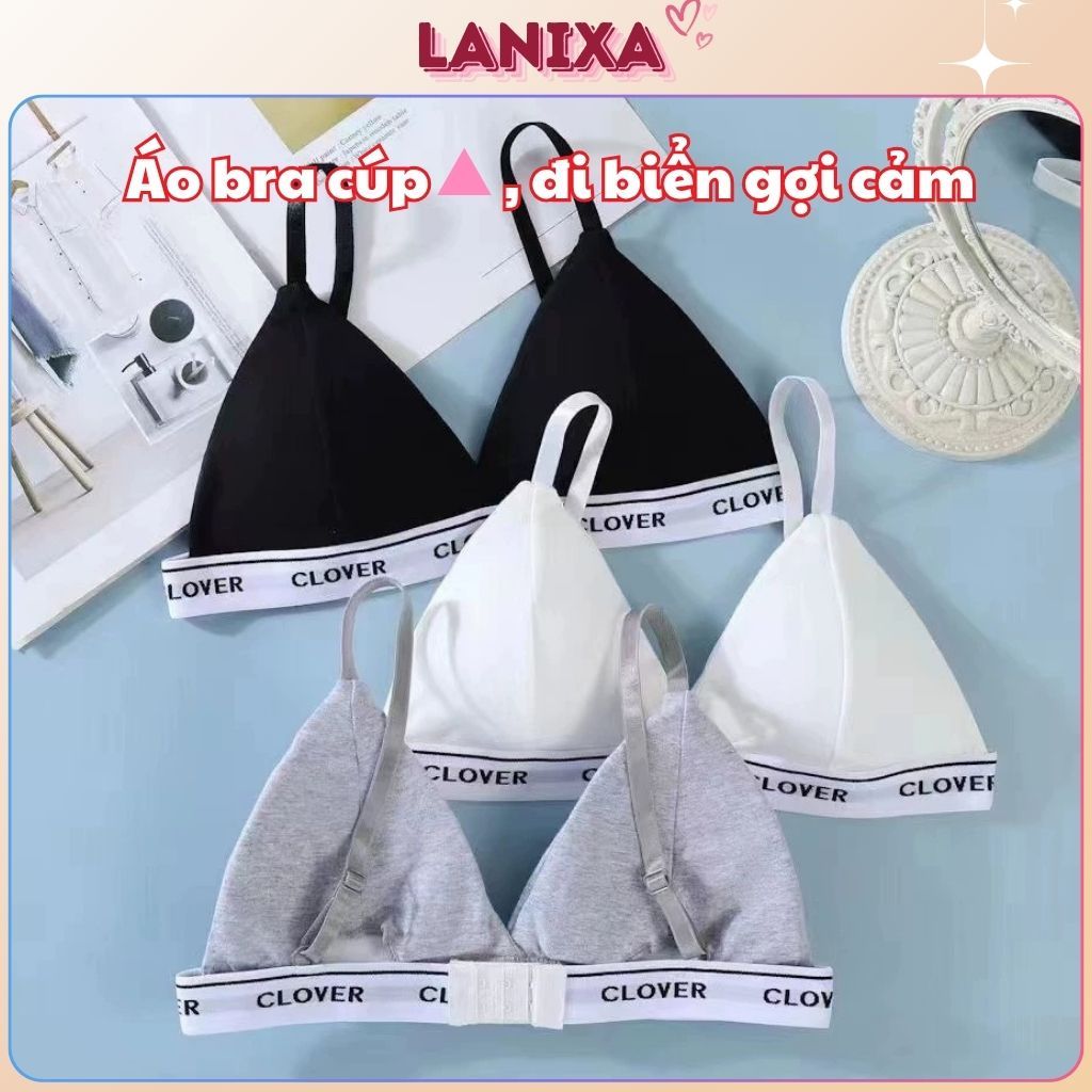 Áo bra nữ 2 dây đệm mút mỏng ôm ngực không gọng mềm mại in chữ cá tính LANIXA B3009
