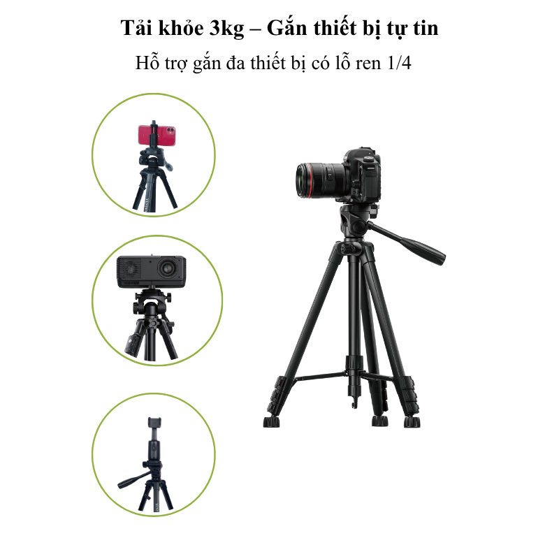 Tripod máy ảnh, chân đế điện thoại Yunteng VCT 668 - Kèm remote từ xa và kẹp điện thoại