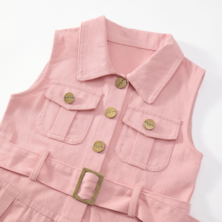 Váy Cho Bé Gái HANIA KIDS, Váy Sát Nách Kèm Thắt Đai Lưng Phong Cách Tiểu chất Liệu Jean Mềm Mại
