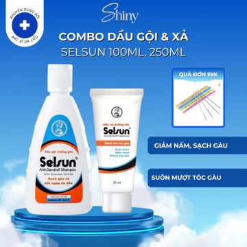 Combo Dầu Gội Xả Selsun Anti Dandruff Shampoo dầu gội sạch gàu, giảm ngứa hiệu quả 100ml 250ml