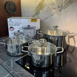 Bộ Nồi Inox Kailer KL-566 Inox 304 Cao Cấp Bền Đẹp 3 Lớp Đáy Dày Dẫn Nhiệt Tốt An Toàn Sức Khỏe Dùng Cho Mọi Loại Bếp — ảnh 2