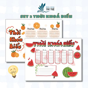 SET 2 THỜI KHOÁ BIỂU hình thỏ và dưa hấu đáng yêu dễ thương xinh xắn