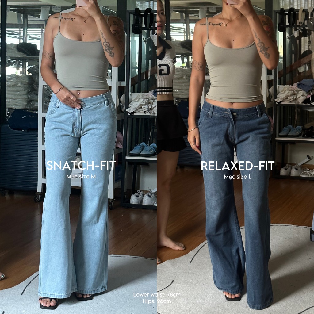 Quần Jeans Cạp Trễ Ống Loe Augety Studio CICI JEANS