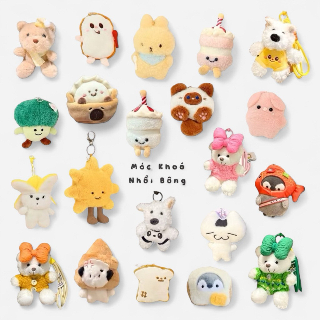 Móc Khoá Nhồi Bông Tổng Hợp Cánh Cụt Chó Puppy Teddy Mèo Thỏ Rau Củ Lông Xù Siêu Mềm Mịn Siêu Dễ Thương Quà Tặng Độc Đáo
