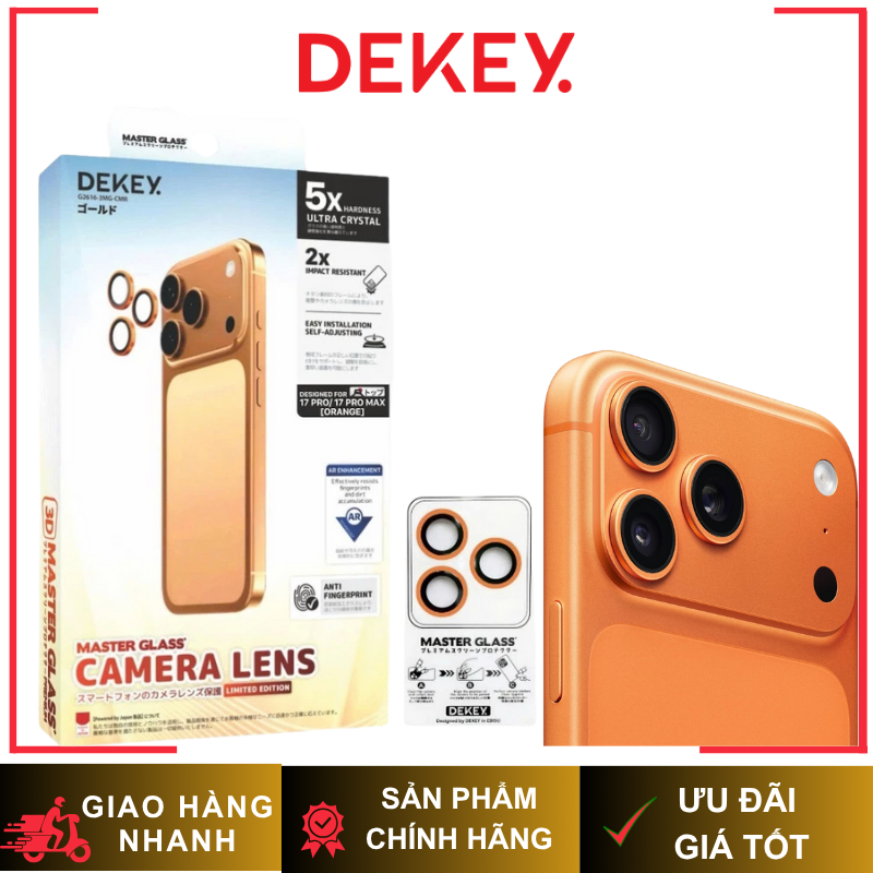 [ iP 17] Cường Lực Bảo Vệ Lens Camera Dekey Japan Có Khung Tự Dán tại Nhà cho iP 17/16/15/14 Series