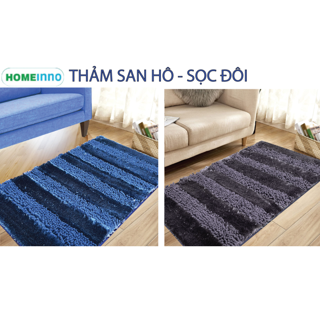 [HOẢ TỐC] Thảm Lau Chân Homeinno Trải Sàn Nhiều Kích Thước, Họa Tiết Cao Cấp Vải Polyester, Đế Lau Chống Trơn Trượt