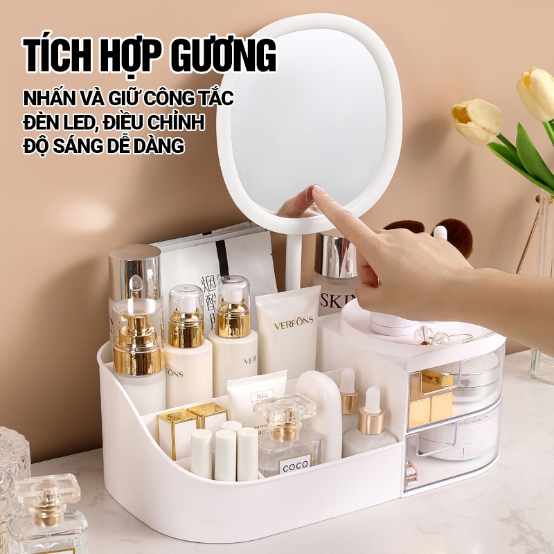 Kaleis Kệ Đựng Mỹ Phẩm Để Bàn 2 Ngăn Kéo Tiện Dụng, Khay Đựng Đồ Trang Điểm Mini Gọn Gàng Sang Trọng