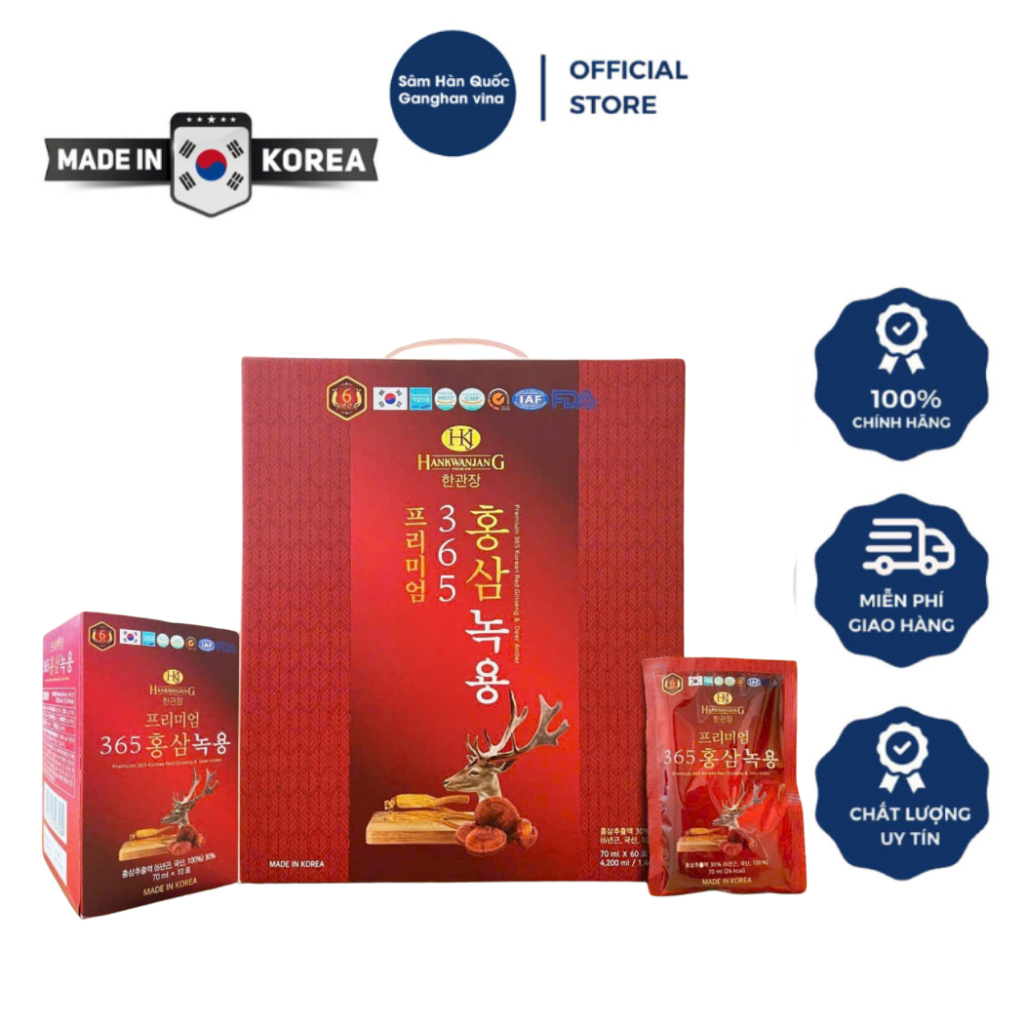 Hồng Sâm Hàn Quốc HJK - Thực Phẩm Bảo Vệ Sức Khỏe 6 Year Fermentid Red Ginseng Extracts (20/60 gói x 70ml)