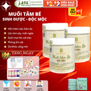 COMBO 3 Muối tắm bé Sinh dược, Muối tắm bé thảo dược - Độc Mộc - 400gr