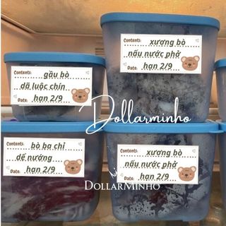 Tem dán, nhãn dán ghi chú hộp đựng thực phẩm, khay trữ đông trong tủ lạnh không để lại vết keo