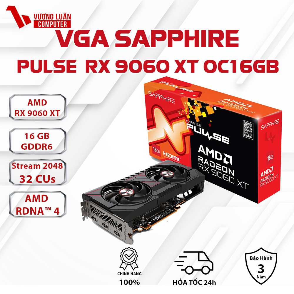 VGA AMD RADEON SAPPHIRE PULSE RX 9060 XT GAMING OC 16GB Chính Hãng ...