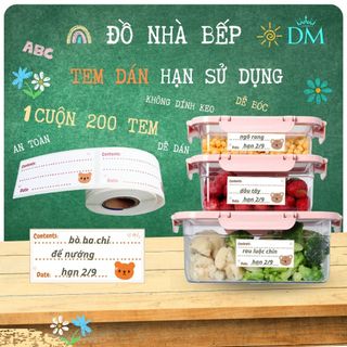 Cuộn nhãn dán ghi chú thực phẩm tủ lạnh không để lại vết keo, chống thấm nước