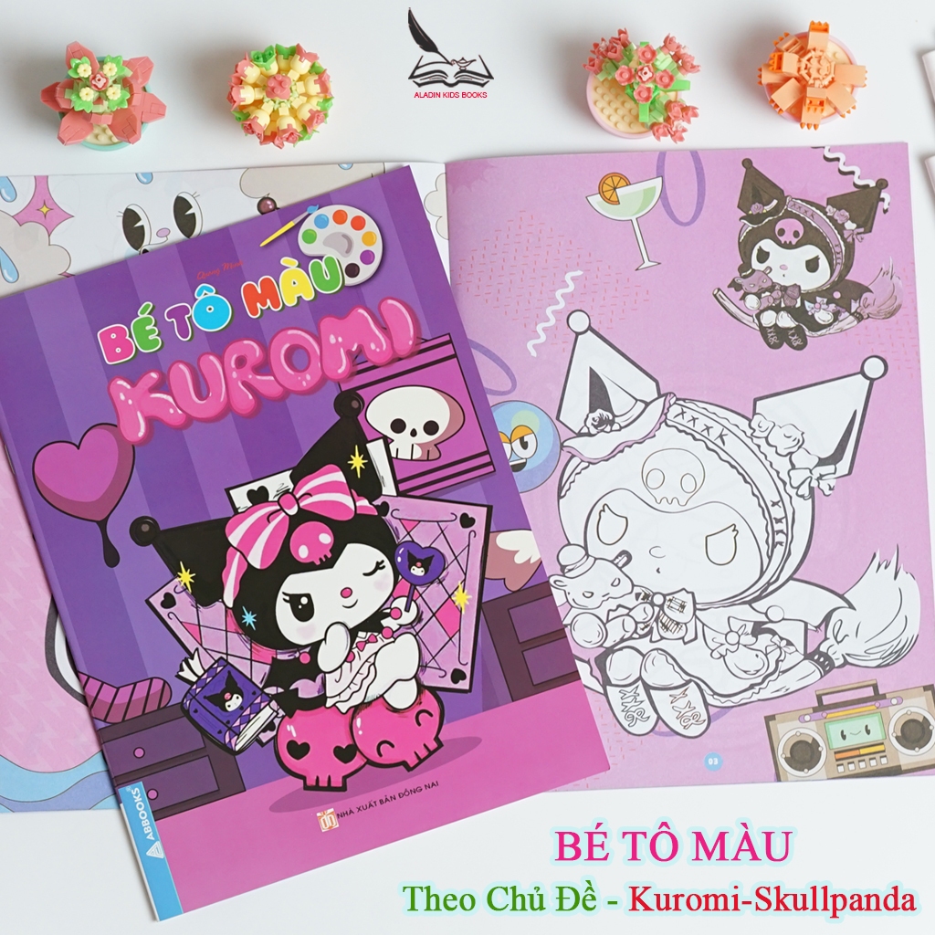 Sách Bộ 4 Quyển Bé Tô Màu – Kuromi Skullpanda BabyThree Chủ Đề Dễ Thương Cá Tính