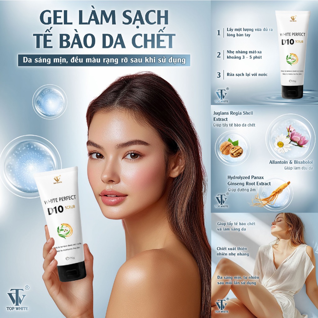 Gel làm sạch tế bào da chết White Perfect Scrub D10 - Top White