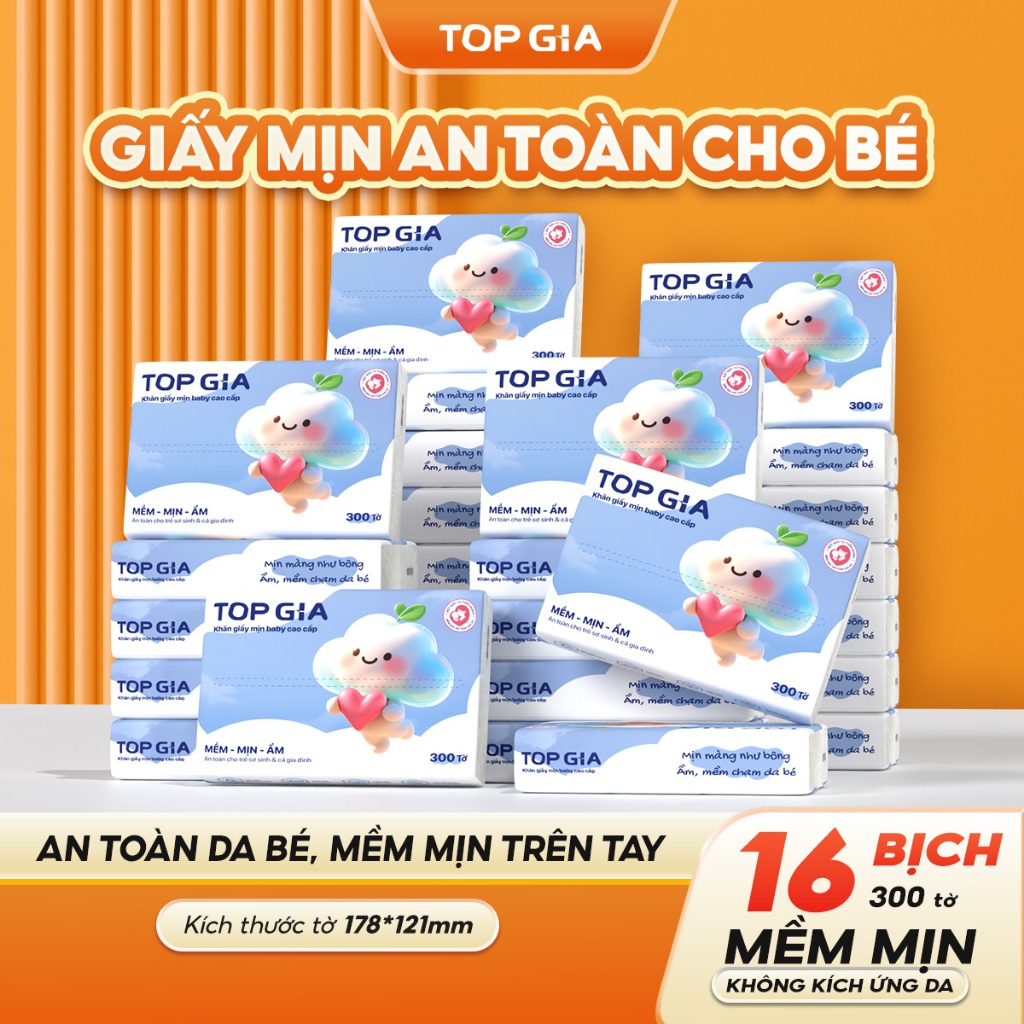 Giấy ăn rút cao cấp Topgia siêu mềm mịn, chứa dưỡng ẩm an toàn cho bé ...