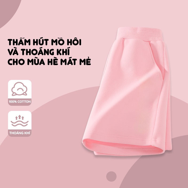 Quần Short Bé Gái BETOP, Quần Đùi Cotton Cạp Bo Cao Cấp, Mềm Mịn Thoáng Khí Cho Bé 12-45kg