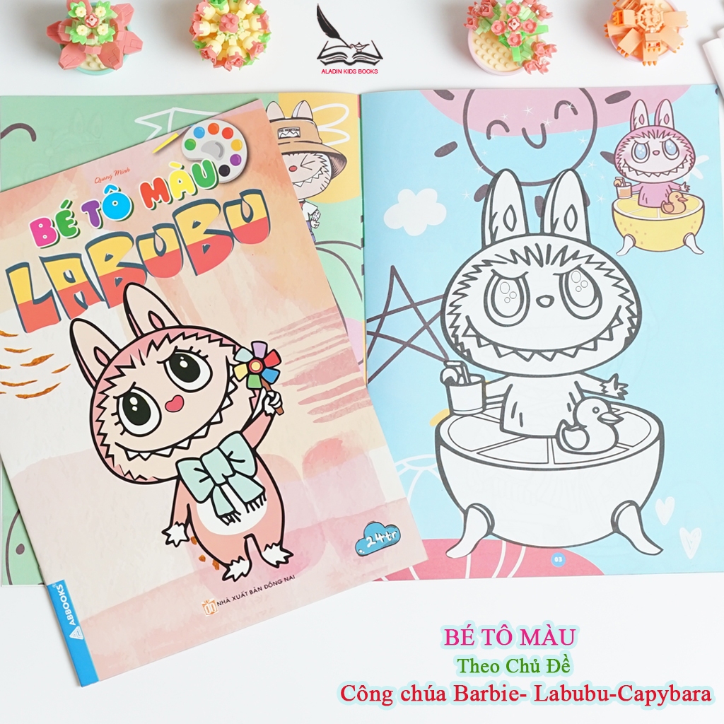 Sách Bé Tô Màu (4 Quyển) – Chủ Đề Công Chúa Barbie, Labubu, Capybara – Sách Tô Màu Thiếu Nhi