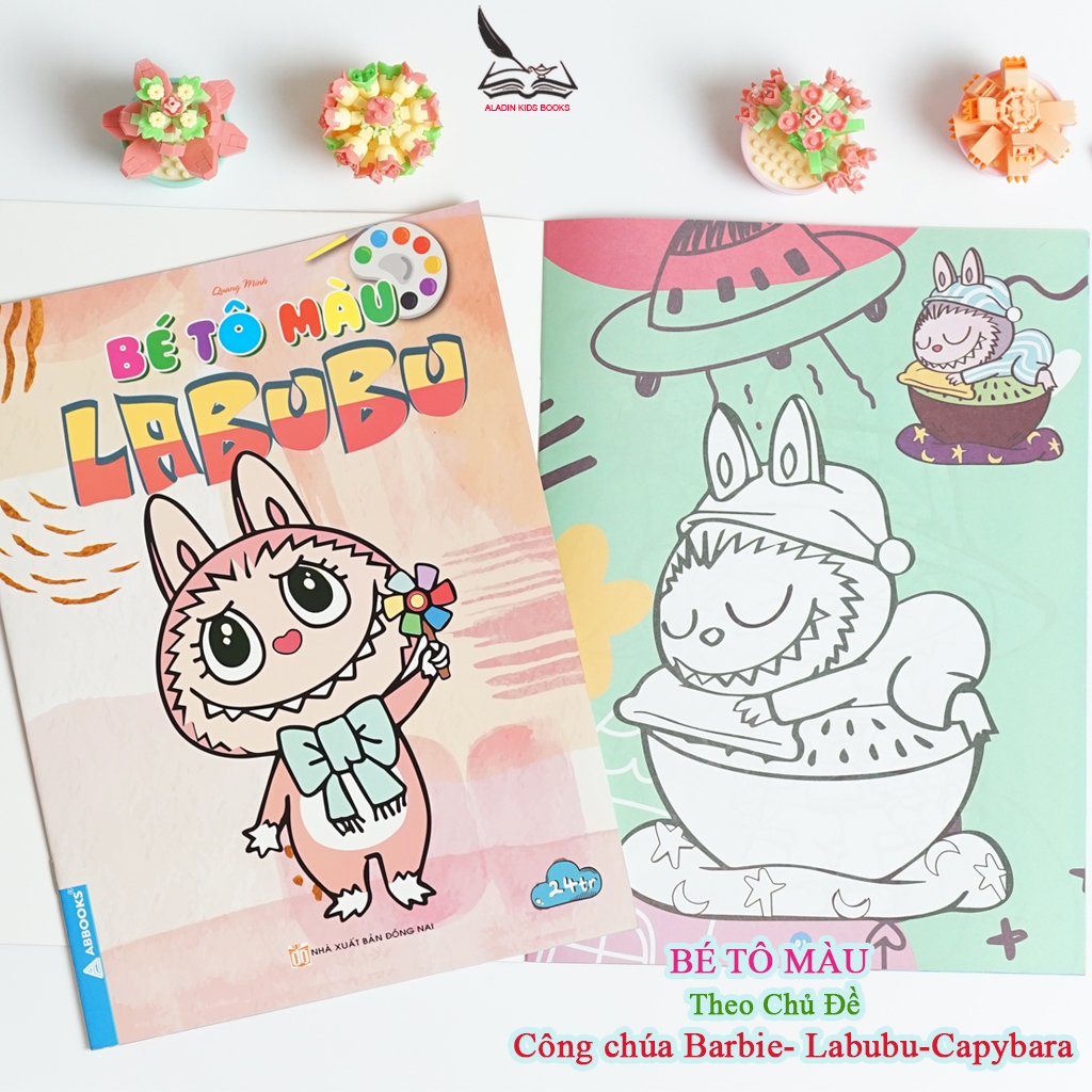 Sách Bé Tô Màu (4 Quyển) – Chủ Đề Công Chúa Barbie, Labubu, Capybara – Sách Tô Màu Thiếu Nhi