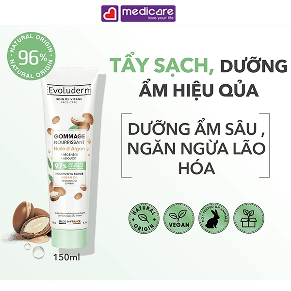 Kem tẩy tế bào chết EVOLUDERM dành cho da mặt 150g
