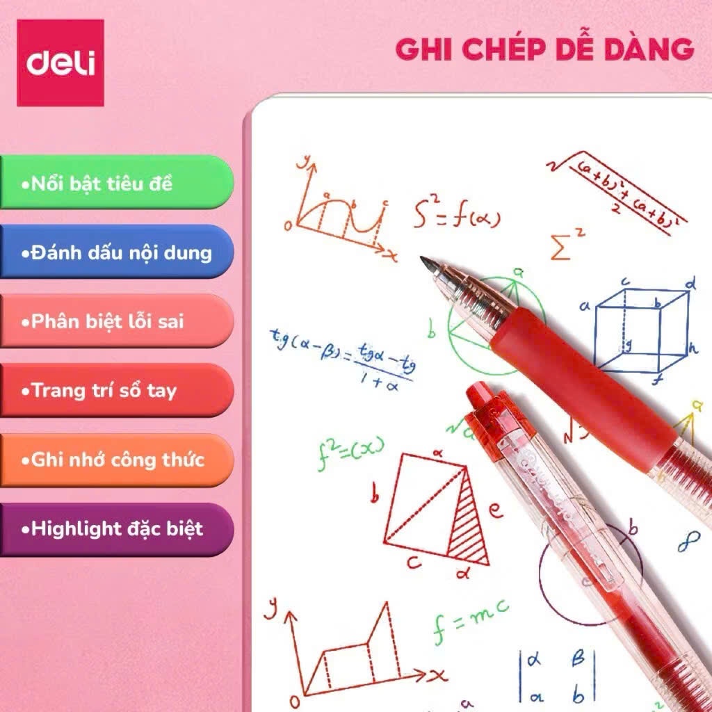Bút Gel Nhiều Màu Deli 0.5mm Mực Mịn 12 Màu Pastel Xinh Xắn, Viết Trang Trí Vở, Học Sinh & Văn Phòng