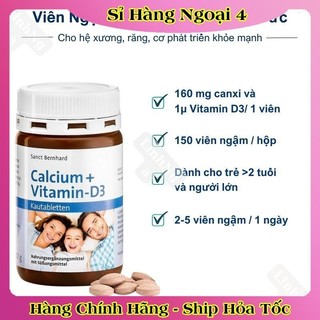 Viên bổ sung Canxi và Vitamin D3 Sanct Bernhard Đức vị Socola dành cho bé từ 2 tuổi, 150 viên