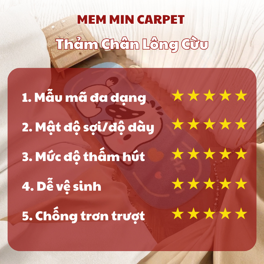 Thảm chân lông cừu 50x120 với hình in 3D sắc nét, lông mềm mượt phù hợp decor và chụp ảnh TH105