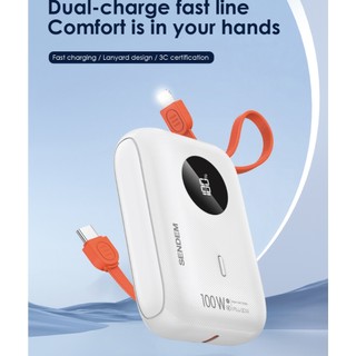 (Có 3C) Cục Tích Điện Sendem PH99 10000mAh Cell Li-ion 21700 TypeC & USB-A QC 3.0 22.5W, Màn hình LCD, Kèm 2 Cáp sạc