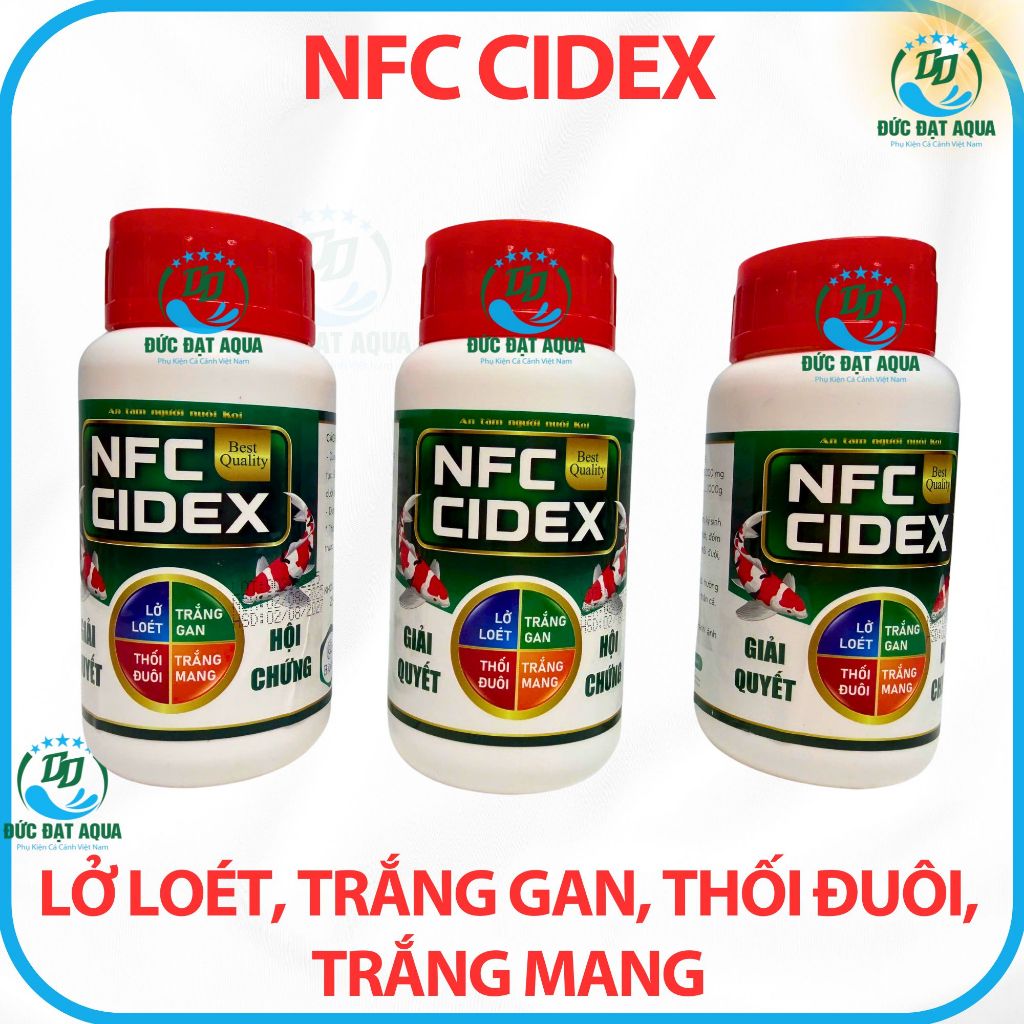 biotik NFC CIDEX250ML giải quyết hội chứng, lở loét, thối đuôi, trắng gan, mang, cho cá koi, cá cảnh