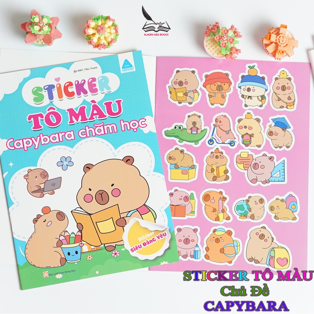 Sách Bộ 4 Quyển Sticker Tô Màu Capybara – Chăm Học Âm Nhạc Ẩm Thực Thư Giãn