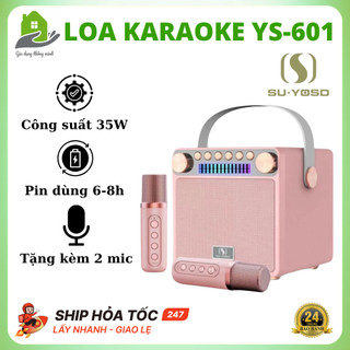 Loa Bluetooth Karaoke YS-601 Kèm 2 Mic, Công Suất 35W, Thiết Kế Cực Đẹp, Âm Thanh Đỉnh, BH 24 tháng