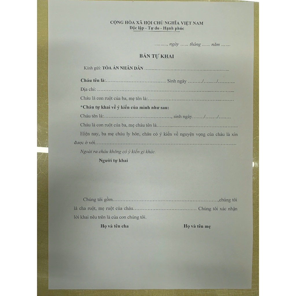 BỘ ĐƠN LY HÔN MỚI SAU 1/7/2025
