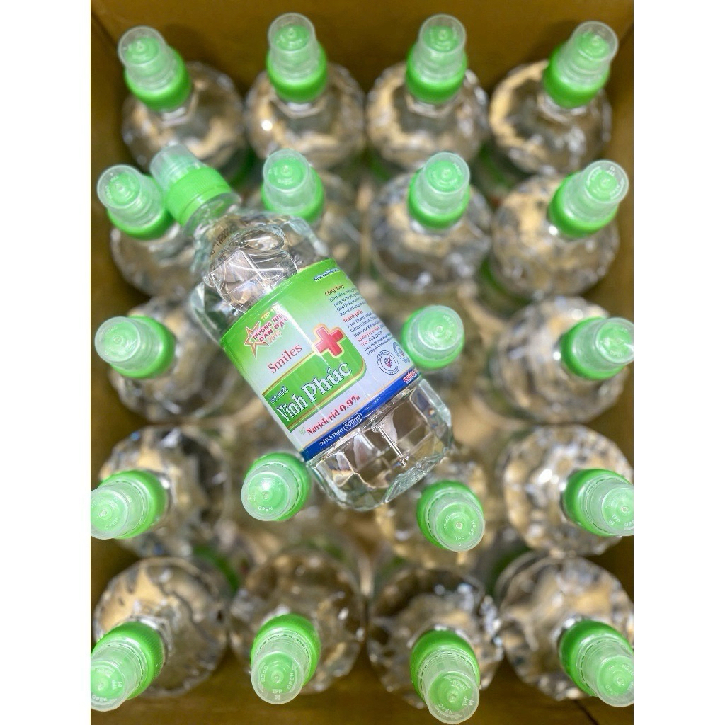 Thùng 20 chai 500ml nước muối sinh lý.