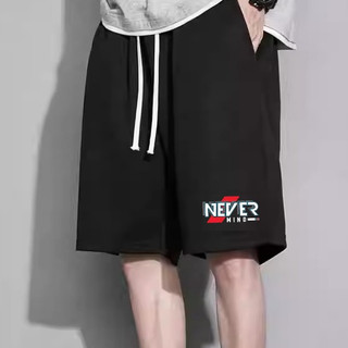 Quần short nam vải thun form rộng in chữ lưng thun có dây rút