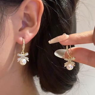 [Hỏa Tốc] Bông Tai Nơ Đá Ngọc Khuyên Móc Câu Dễ Đeo Đi Tiệc T22