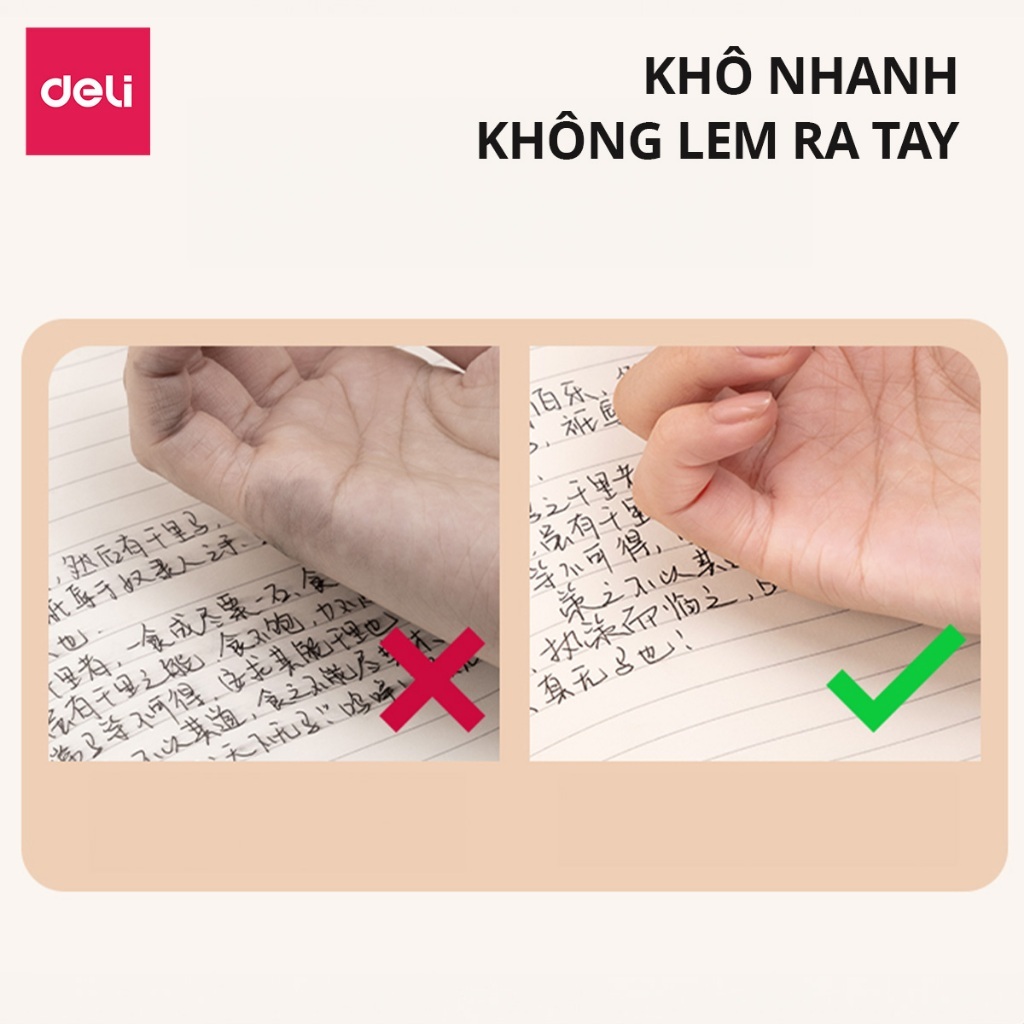 Bút Gel Bấm Deli S05 0.5mm Mực Nhanh Khô, Viết Trơn Tru, Êm Tay, Dành Cho Học Sinh & Văn Phòng