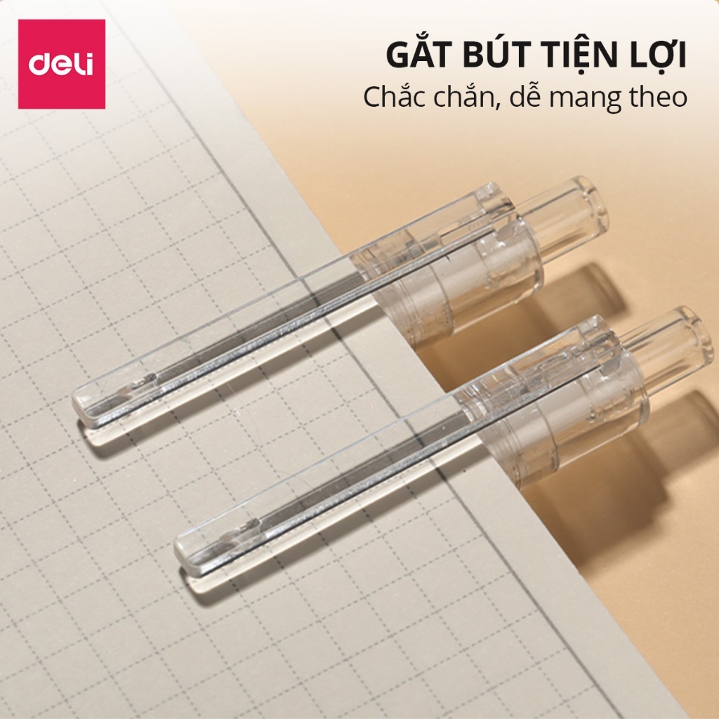 Bút Gel Bấm Deli S05 0.5mm Mực Nhanh Khô, Viết Trơn Tru, Êm Tay, Dành Cho Học Sinh & Văn Phòng