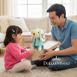 Thỏ Bông Thêu Tên Theo Yêu Cầu Cho Bé - Gấu Bông Size 50cm Đáng Yêu Dollarminho