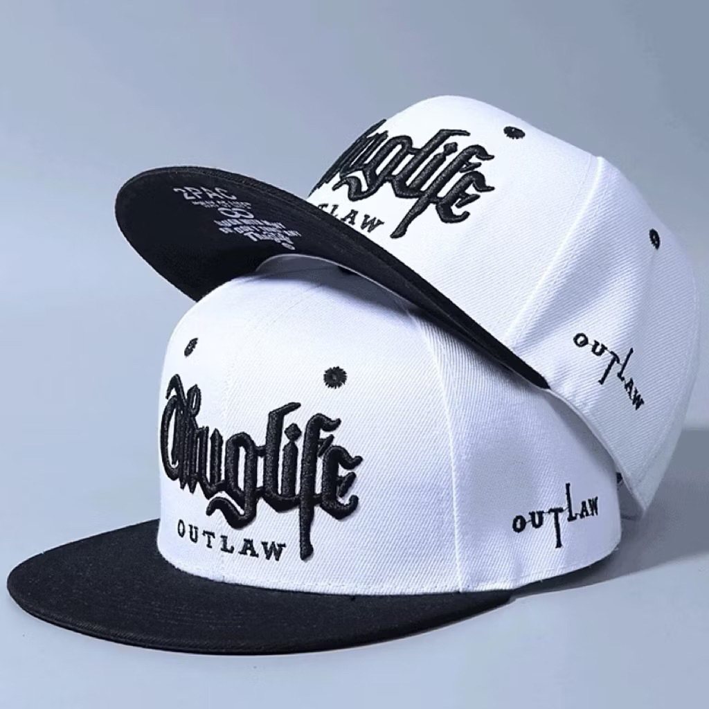 Mũ hiphop 2Pac in kết dưới - Nón mỏ bằng logo Thug-LiFe Phối khoá nhựa bấm thời trang mang phối hàng ngày siêu ngầu