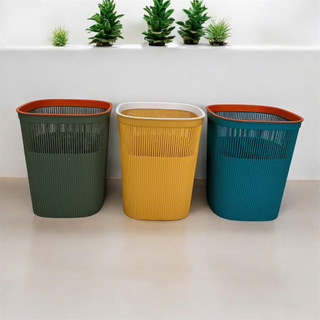 (R45) Sọt Rác Nhựa Có Viền Cố Định Túi Rác - Sọt Đan Sọc Đựng Vật Dụng Cá Nhân - Sọt Vuông 15L Nhựa PP. 23.5×27.5cm