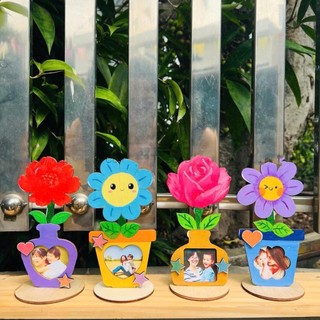 [Sỉ-5k/c Hoa Dán Ảnh] Hoa Gỗ Tô Màu Đơn Giản Cho Bé - Dành Mầm Non Và Tiểu Học- Hoa Gỗ Tặng Mẹ 20/10