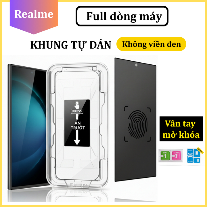 [Dùng vân tay] Cường Lực Tự Dán Chống Nhìn Trộm Realme 14 14T 15 15T 9 8 7 6 5 5i C75x C75 C71 C65 C67 C53 C55 C35 C35s