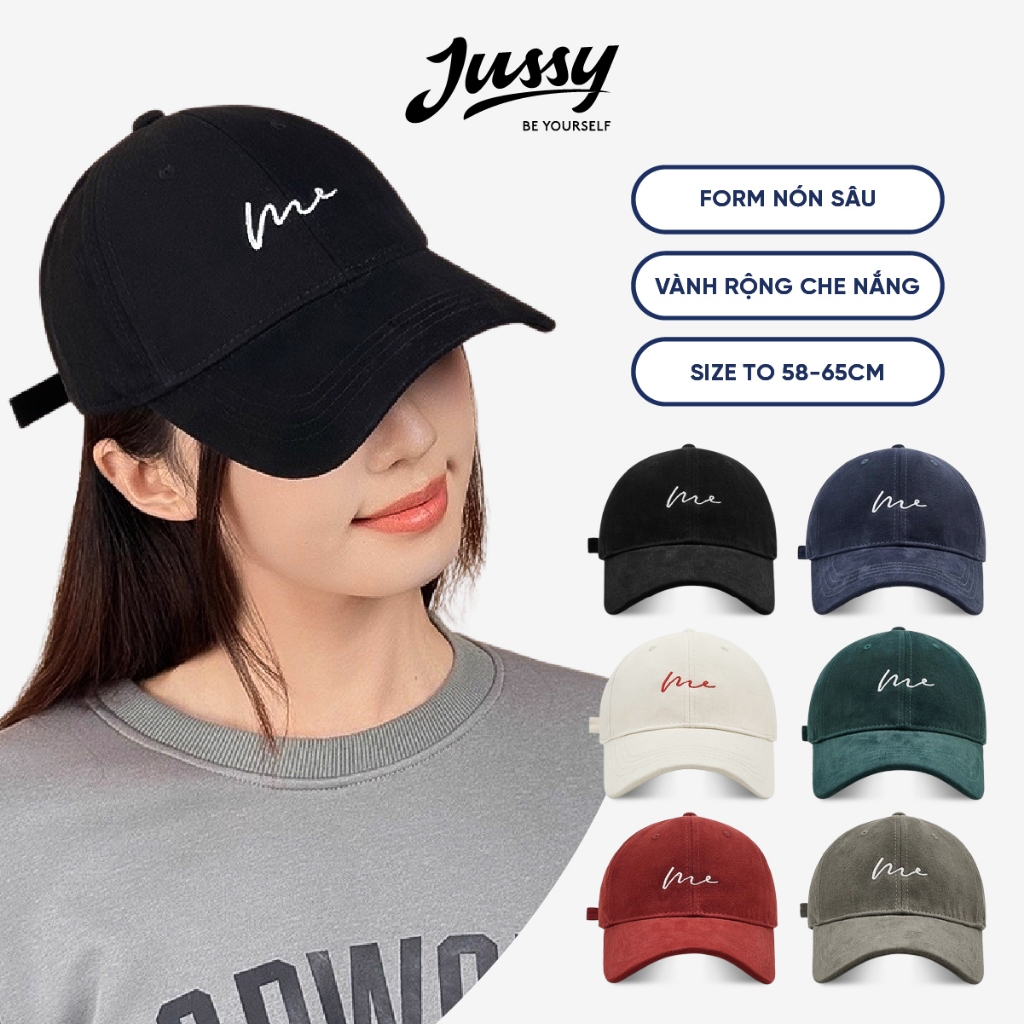 Mũ Lưỡi Trai Sâu Lòng Size To 65cm Jussy Official Nón Kết Form Rộng Thêu Chữ ME Vải Cotton Thoáng Khí Phụ Kiện Nam Nữ
