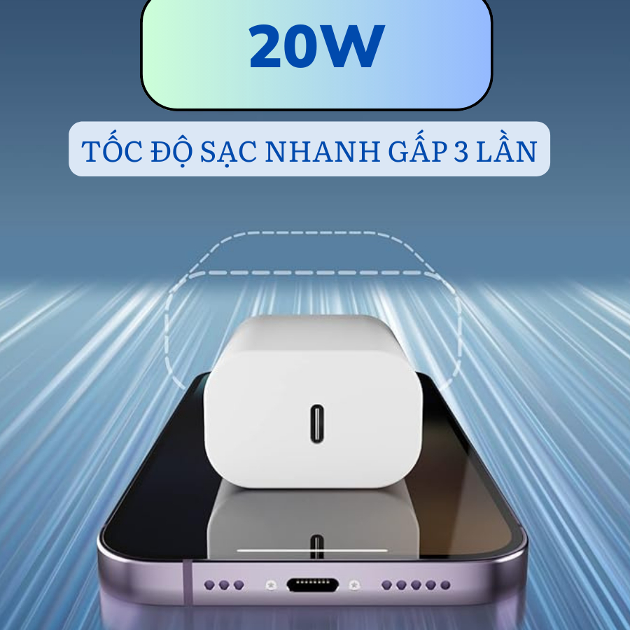Bộ sạc nhanh PD 20W 2 MÉT dòng IP chính hãng TKN dùng cho máy từ 8.X...14 15 16 bảo hành 1 năm