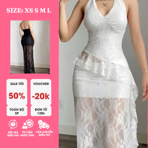 Sét Yếm Ren Bèo Đuôi Cá – Set Áo Ren + Chân Váy Ren Dài Tôn Dáng, Dự Tiệc, Đi Hẹn Hò, Sang Trọng Cao Cấp