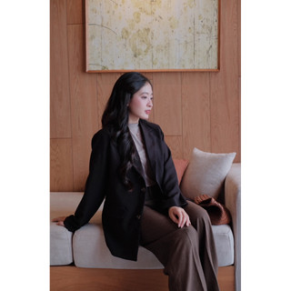 Áo blazer lai vuông form rộng Ma Vie