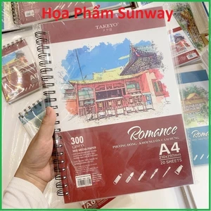 Sổ tập vẽ TAKEYO ROMANCE - 300gsm A5/A4/A3 màu nước, chì, marker, gouache, sáp dầu, than, phấn, mực
