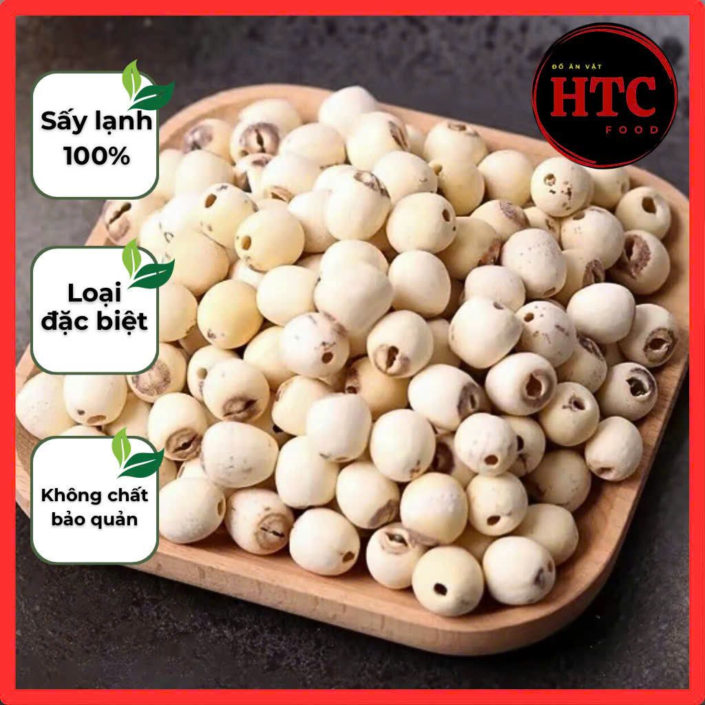 Hạt sen Huế sấy khô sạch nguyên chất 100%, hạt dinh dưỡng dùng nấu chè, nấu cháo, hầm gà, HTC Food
