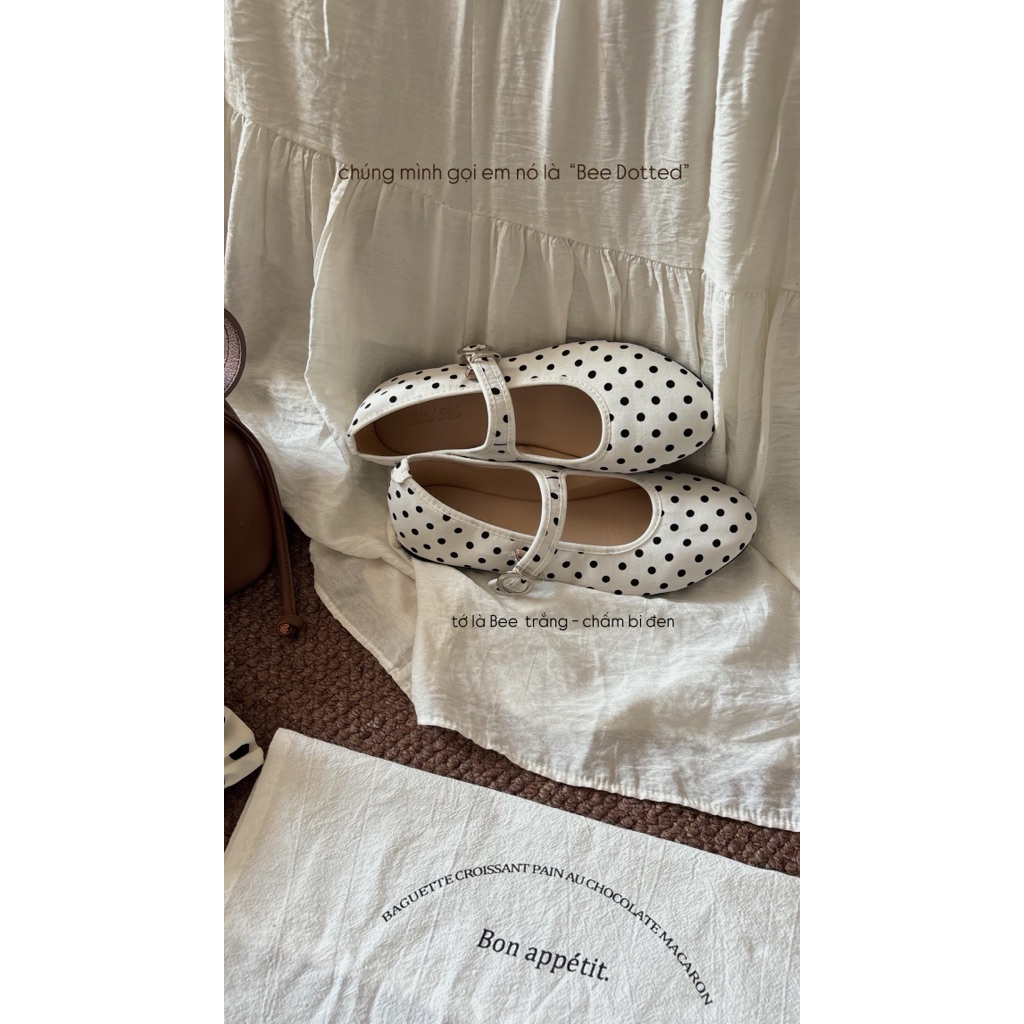 [Về hàng] Bee Dotted – Giày Búp Bê Chấm Bi Quai Cài Mary Jane Vintage by díel sóle [tăng size]